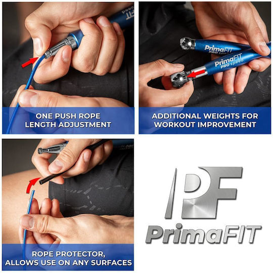 PrimaFit Springseil Fitness mit Gewicht 3m Blau mit einstellbarer Länge