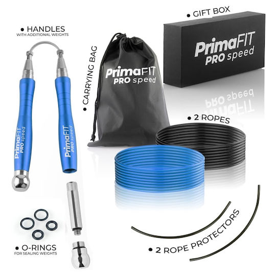 PrimaFit Springseil Fitness mit Gewicht 3m Blau mit einstellbarer Länge
