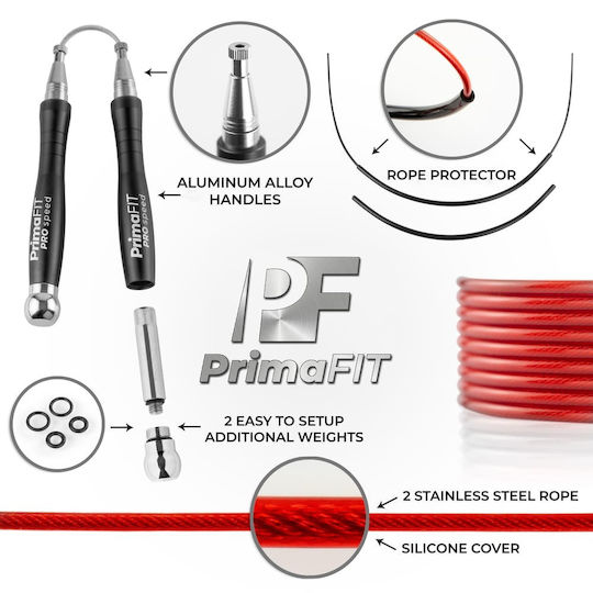 PrimaFit Springseil Fitness mit Gewicht 3m Gray mit einstellbarer Länge