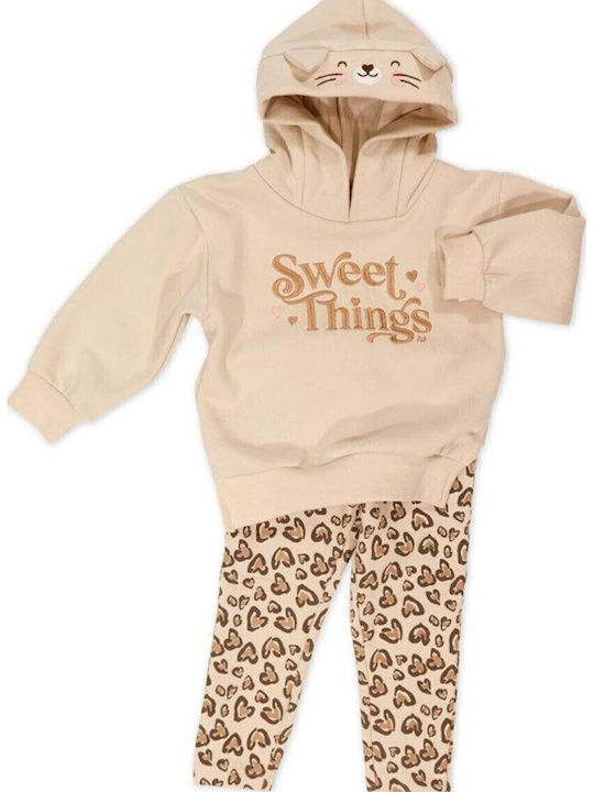 Kids' Set with Leggings Winter 2pcs Beige-leopard
