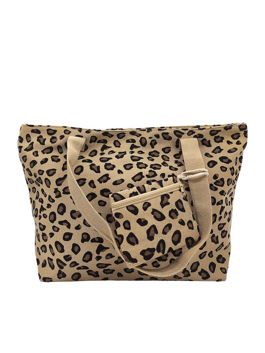 Gift-Me Fabric Beach Bag with Wallet Brown