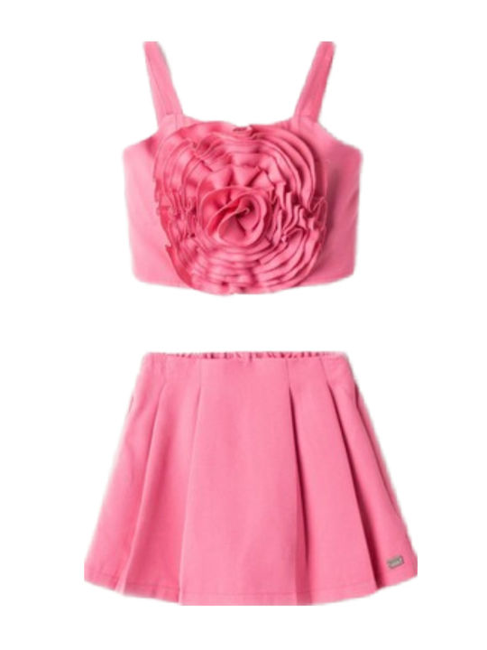Kinder-Set mit Rock Sommer 2Stück Fuchsia