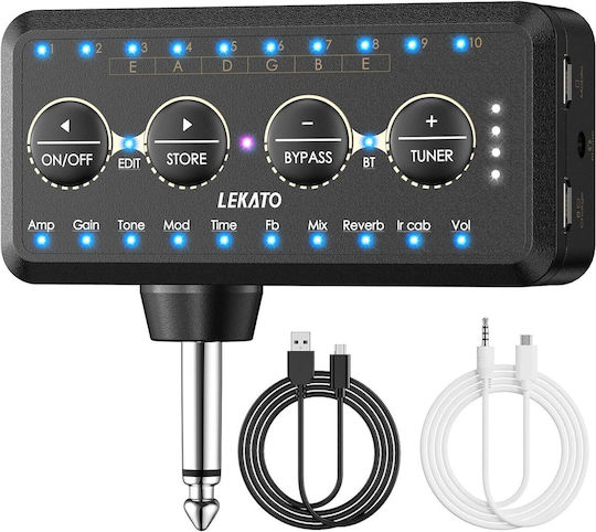 Mini Amplificator Pentru Chitară Căști Reîncărcabil Bluetooth Înregistrare Mod 10 Presete 10 Canale IR Tuner Reverberație Întârziată Chorus Fază Suprasarcină Distorsiune Efect Compozit