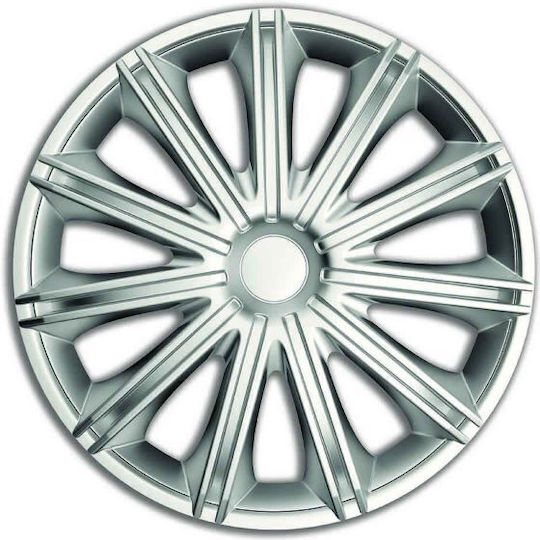 Set Car Hubcaps 14 Inches Nero Silver 141102