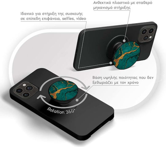 Sonique Pop Socket for Mobile Phone Marble Green