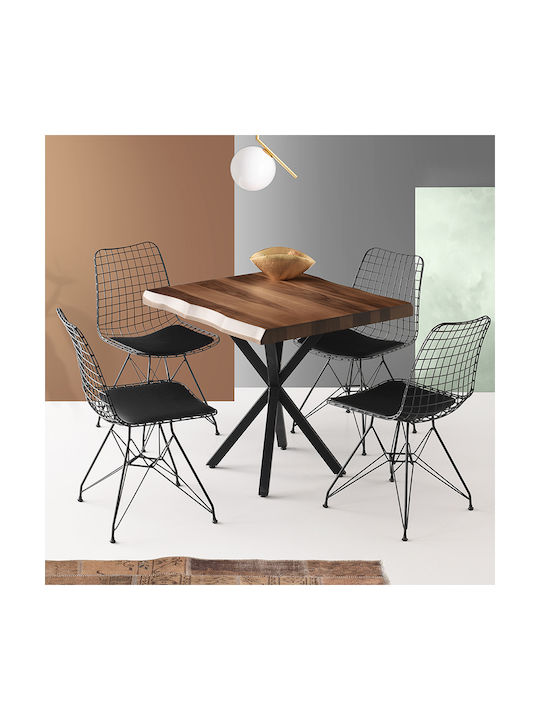 Safir Τραπέζι Τραπεζαρίας Ξύλινο Καφέ 87x80x75εκ.
