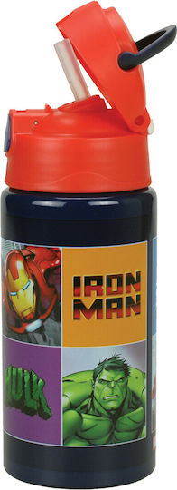 Marvel Kinderflasche Thermos Rächer Aluminium mit Strohhalm 500ml