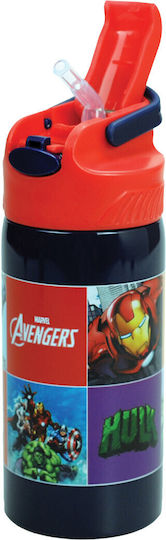 Marvel Kinder Trinkflasche Thermos Avengers Rostfreier Stahl mit Stroh 500ml