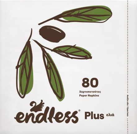 Endless Plus Olive 100 Napkins Single Ply White