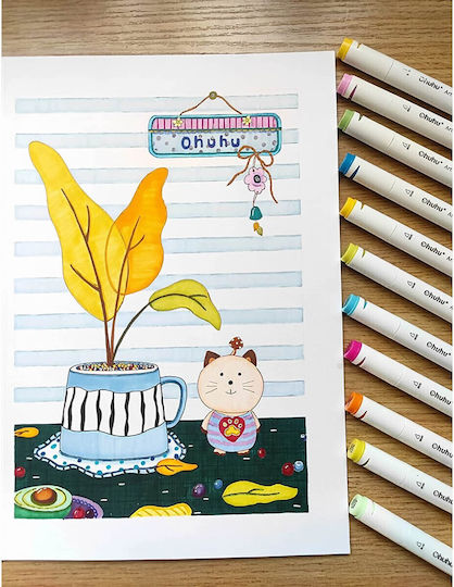 Ohuhu Ohuhu Fine & Chisel 100 Drawing Markers Full Professional Collection