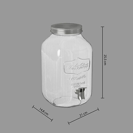 Secret de Gourmet Glass Vase Beverage Dispenser with Spigot 4lt
