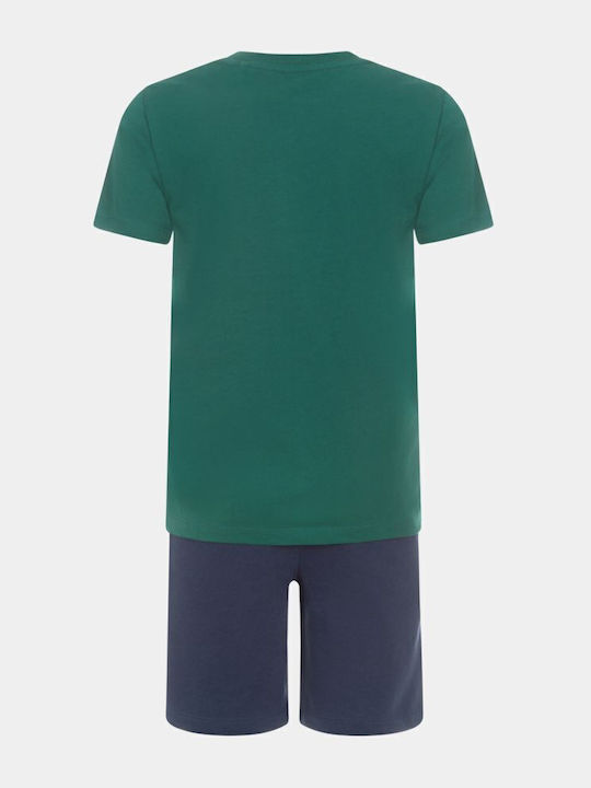 Kids' Set with Shorts Summer 2pcs Green-blue Navy-white