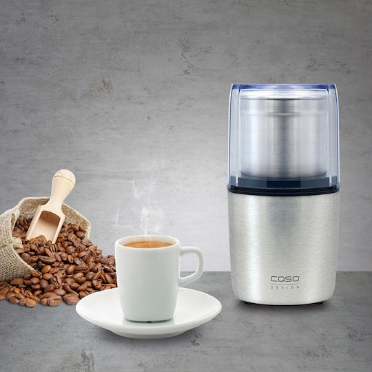 Caso 1830 Râșniță electrică pentru cafea 200W cu capacitate de boabe 90gr Argintiu