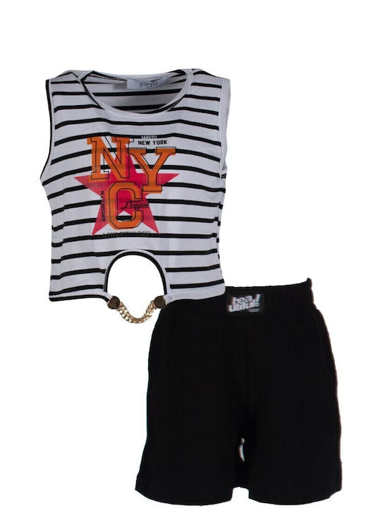 Kids' Set with Shorts Summer 2pcs White/Black