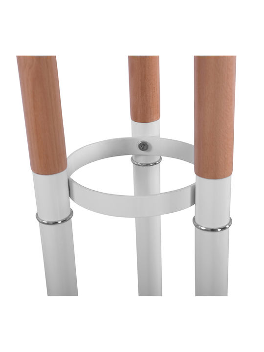 HomeMarkt Metallic Coat Rack White/ Natural Triple with Cement Base & 9 Hooks Wyatt 37x37x173cm