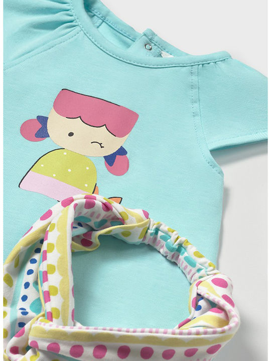 Kids' Set with Leggings Summer 3pcs Blue Mermaid Set