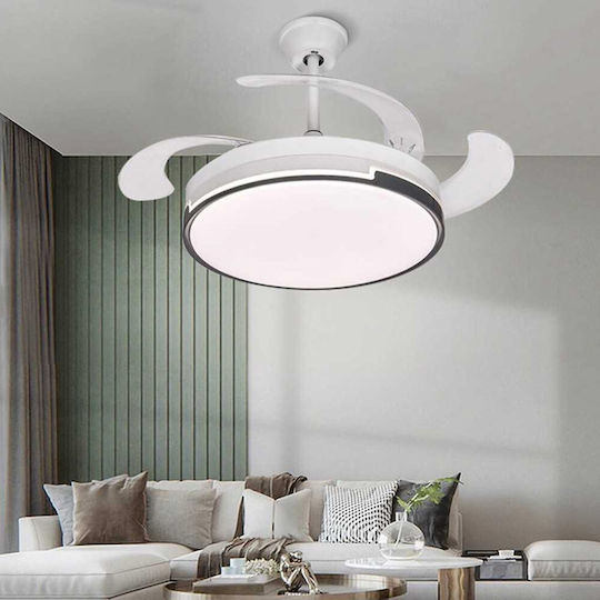 Ceiling Fan 121.92cm With Light Fixture White