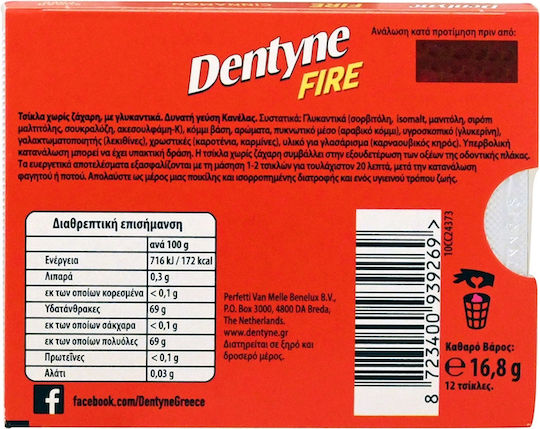 Dentyne Chewing gum Fire No Added Sugar 1pcs 16.8gr