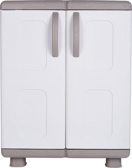 Double Door Wardrobe Ivi Plastic with 2 Shelves Beige / White 73x44x96cm