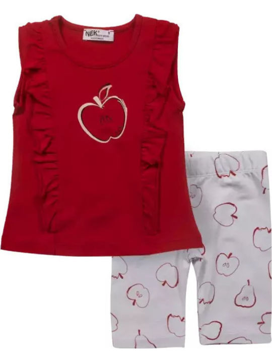 Kids' Set with Leggings Summer 2pcs Red, White