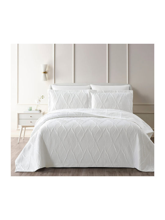 Liolios Home Set Coverlet Queen Size Microsatin White 250x240cm 3pcs