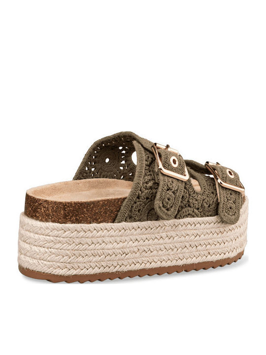Women's Flat Sandals Flatforms in Green Color