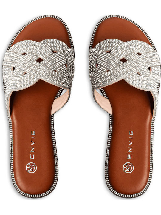 Flache Sandalen für Damen in Silber Farbe