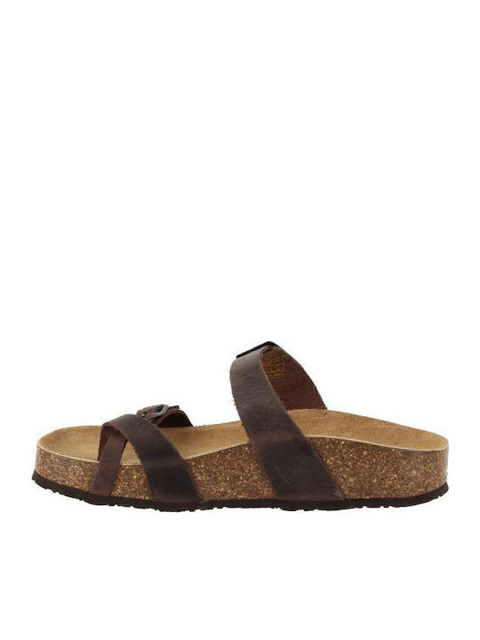Leather Women's Flat Sandals Anatomic Marron