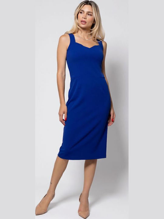 Sommer Midi Damenkleid Ärmellos Blau Rüa