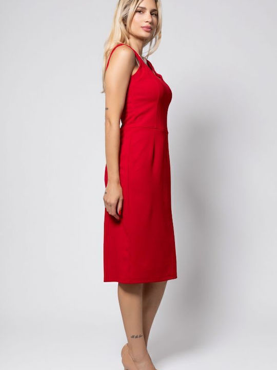 Summer Midi Dress Sleeveless Red