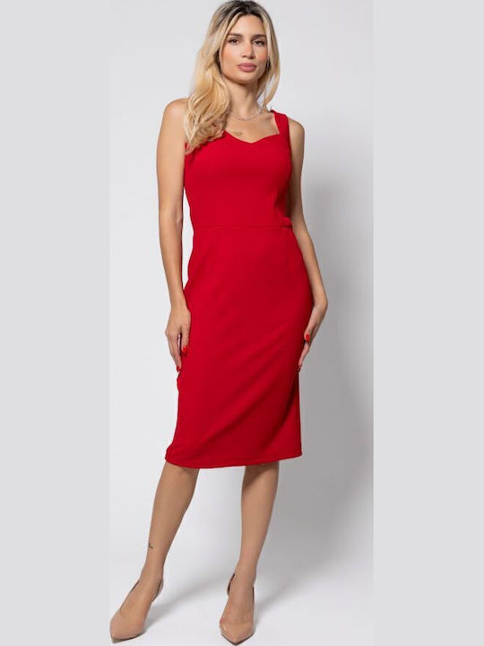 Summer Midi Dress Sleeveless Red