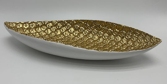 Karvounis Декоративен Поднос Овални Полирезин White / Gold 1бр xx