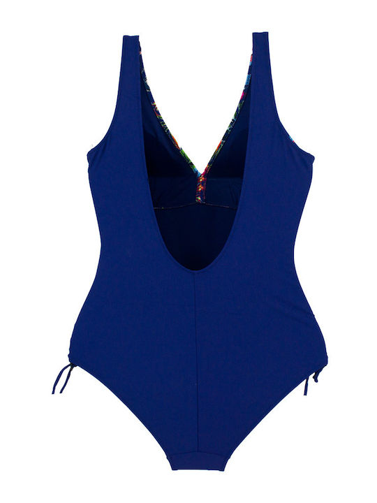 Plus Size Swimsuit For Large Bust Floral Blue