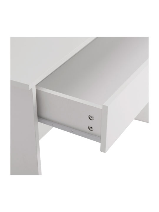 Floor-Standing Makeup Dressing Table Lauryn Wooden White with Mirror 101x40x139cm