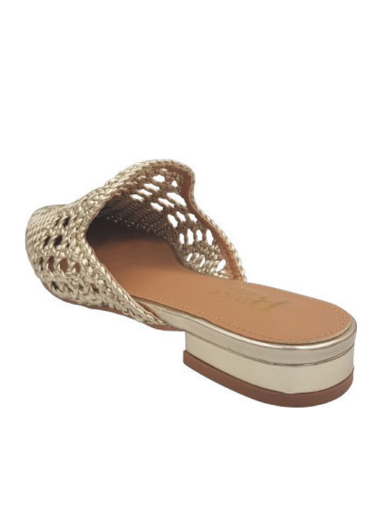Mules mit Absatz in Gold Farbe