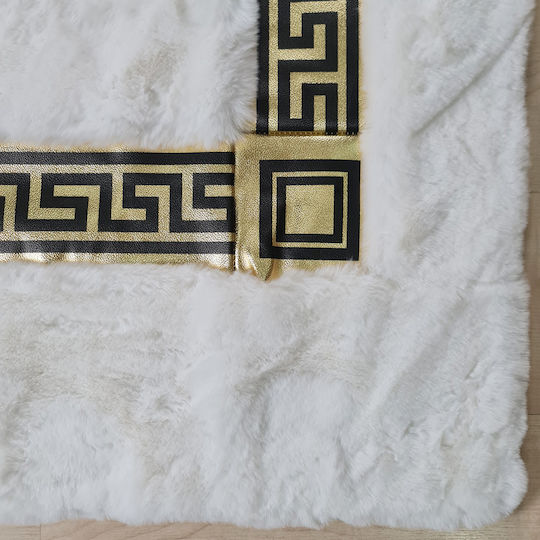 Saray Home Rabbit Luxurius Σετ Μοντέρνα Χαλιά Κρεβατοκάμαρας Λευκό-χρυσό DSN03 WHGLD 3τμχ