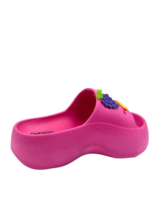Damen Zehentrenner mit Plattformen in Fuchsie Farbe