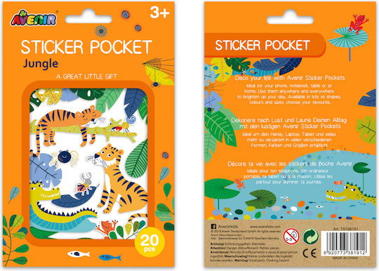 Avenir Αυτοκόλλητα Sticker Pocket Jungle για Παιδιά 3+ Ετών 20τμχ