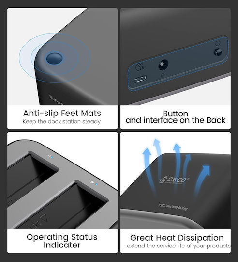 Orico Docking Station for 2 Hard Drives SATA 2.5" / 3.5" with Connection USB-C (6829C3-V1)