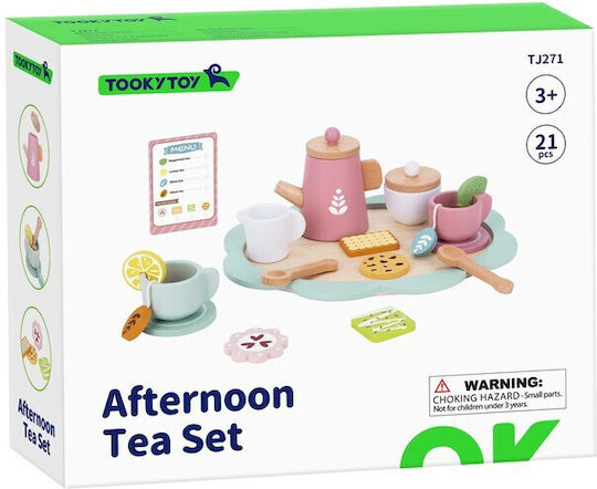 Tooky Toys Παιχνίδι Σετ Τσαγιού από Ξύλο για 3+ Ετών 21τμχ