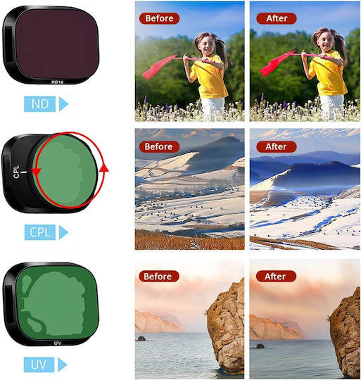 Set 6 Filtre pentru Lentile pentru Drone Nd64 Nd32 Nd8 Nd16 UV CPL Rezistent la Apă Compatibil cu DJI Mini 3 DJI Mini 3 Pro