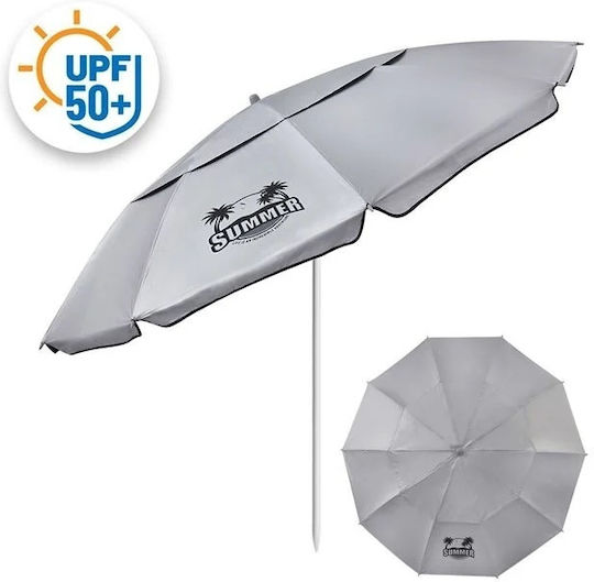 Umbrelă Pliabilă De Plajă Din Aluminiu Diametru 2.25m Argintie