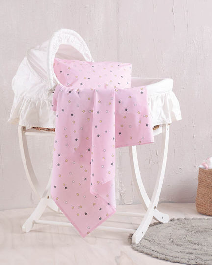 Rythmos Heart Baby Sheet Cradle Cotton Pink 80x110cm