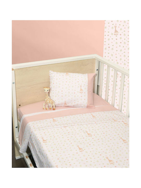 Baby Oliver Baby Sheets Set Crib Cotton Fitted Pink 110x170cm 3pcs