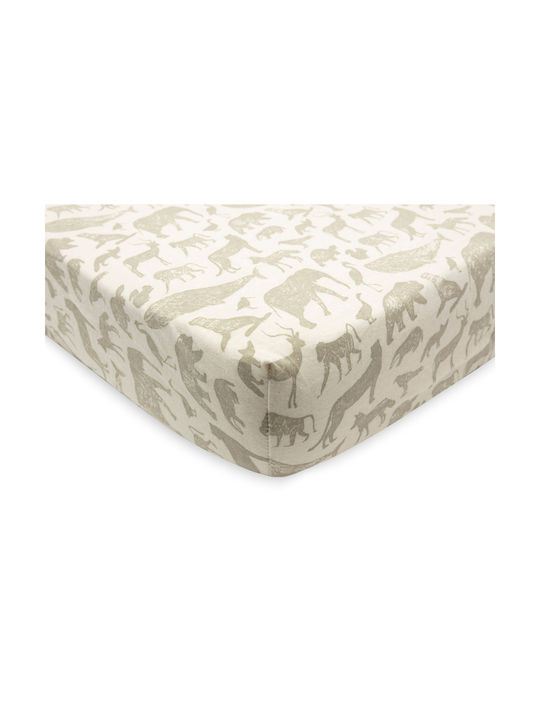 Jollein Baby Sheet Crib Flannel Fitted Green 140x70cm