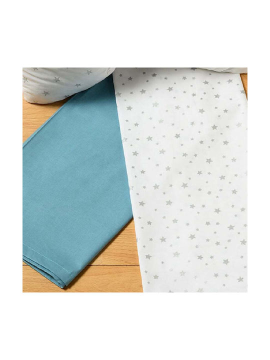 abo Σετ Βρεφικά Σεντόνια Λίκνου Βαμβακερά Sky Blue 70x120εκ. 2τμχ