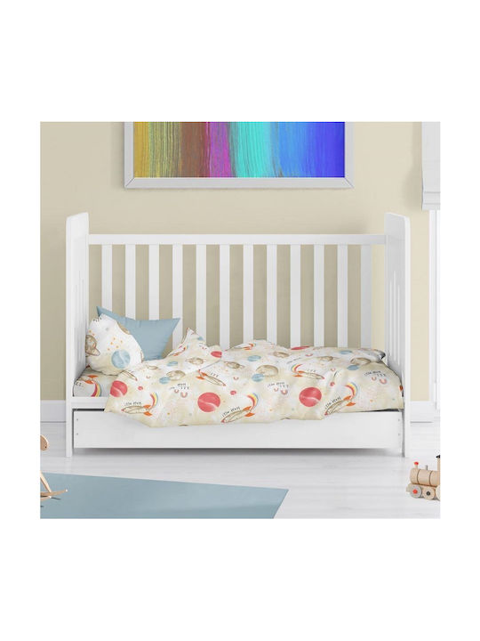 Dimcol Spaceship 186 Baby Sheet Crib Cotton Fitted Beige Beige 70x140cm