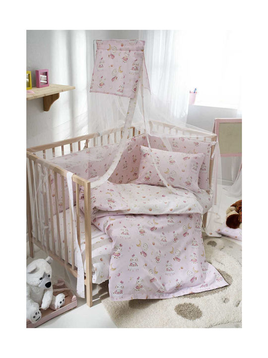 Vesta Home Σετ Βρεφικά Σεντόνια Κούνιας Βαμβακερά Lambi Pink 120x165εκ. 3τμχ