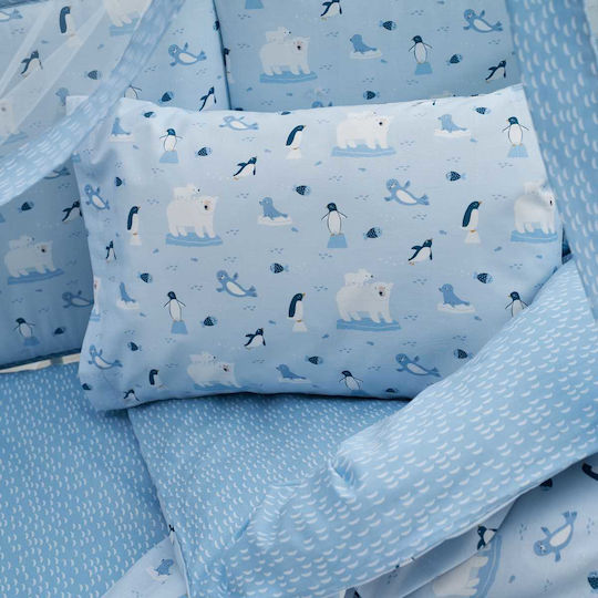 Vesta Home Set Baby Crib Cotton Sheets Arktos Blue 120x165cm 3 Pieces