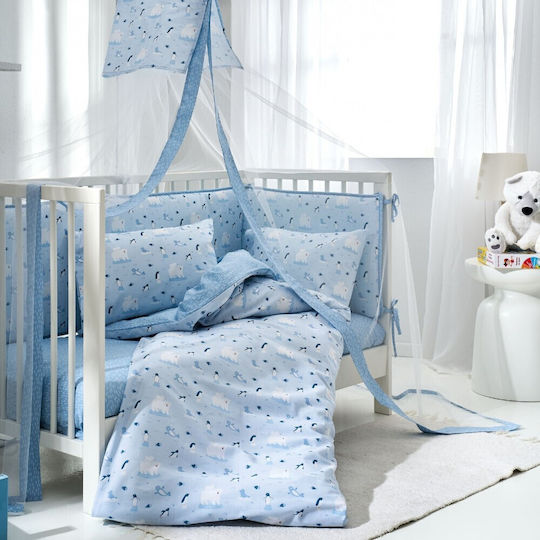 Vesta Home Set Baby Crib Cotton Sheets Arktos Blue 120x165cm 3 Pieces